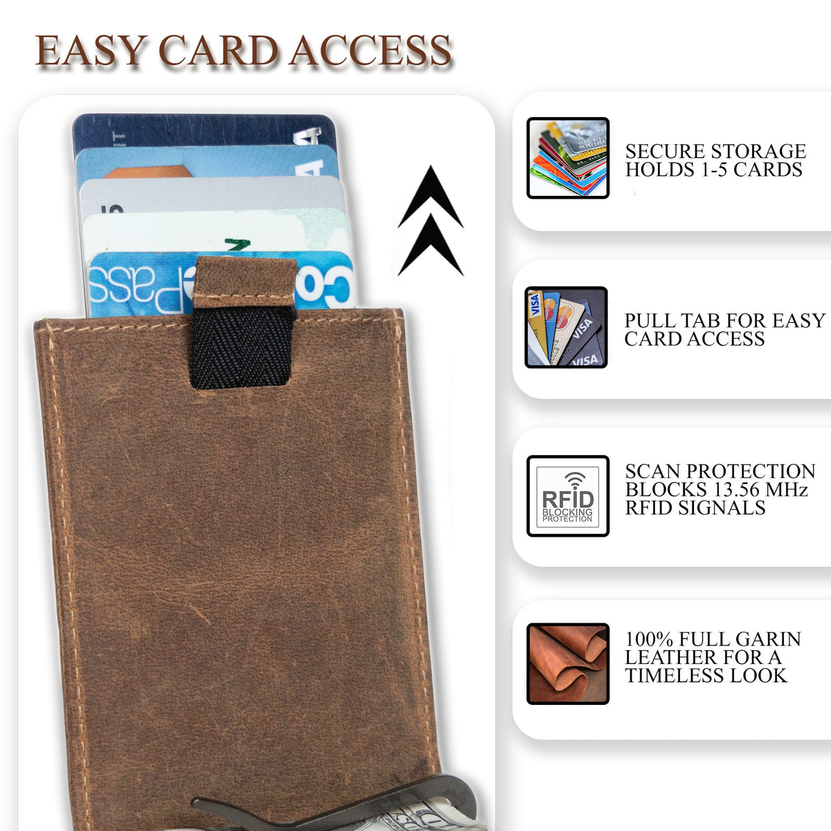 Leather Money Clip Bifold - Slim EDC Carry