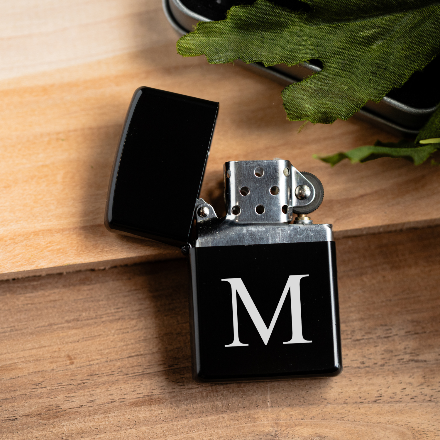 Engraved black lighter monogram groomsman proposal gift