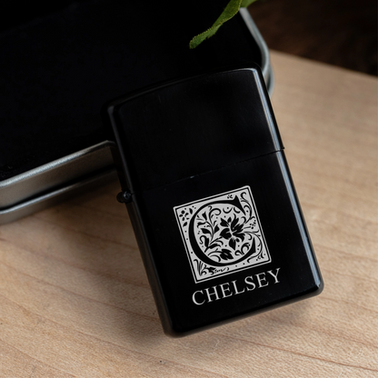 Engraved black lighter cigar lover gift for groomsmen
