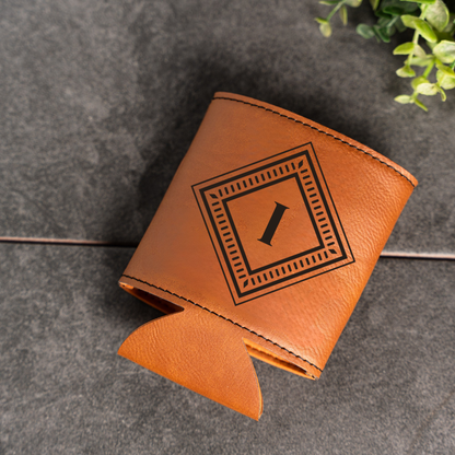 Reserve Collection vegan leather can cooler, wedding party gift