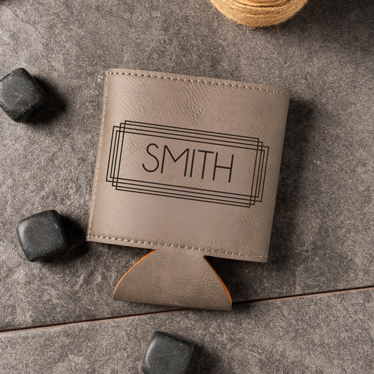 Personalized can cooler sleeve close-up, gift for him