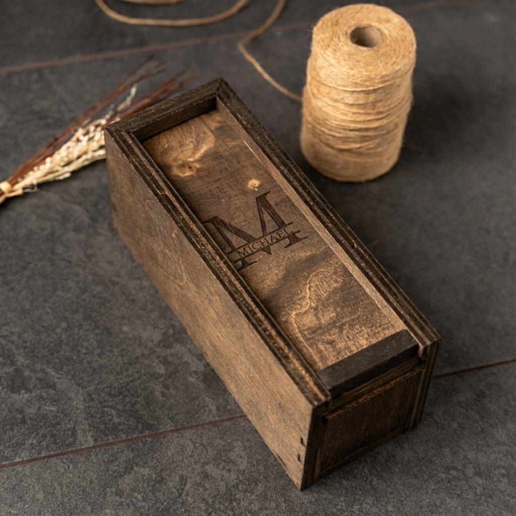 Custom wood cigar box groomsman proposal gift