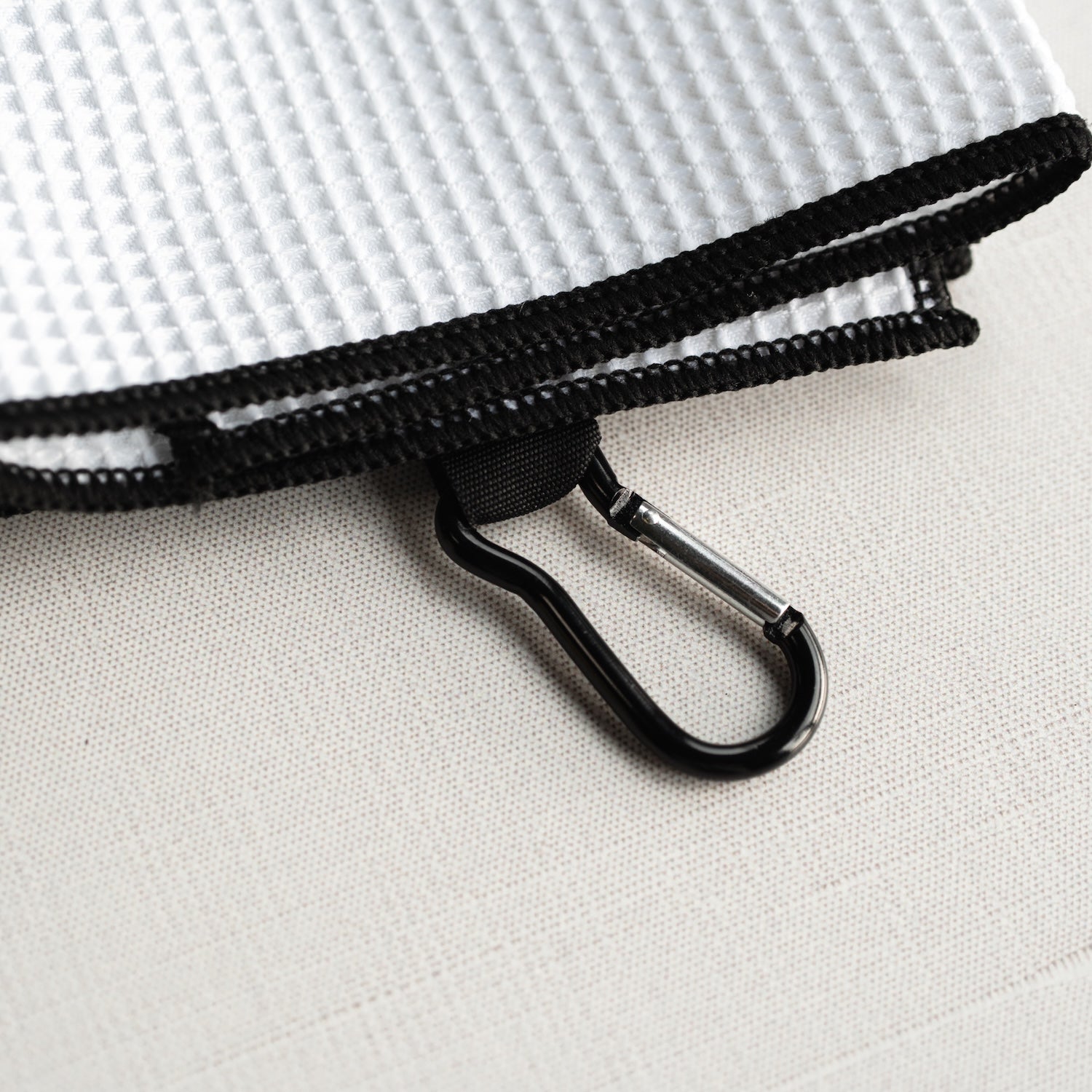 Embroidered golf towel with carabiner detail - personalized golf gift