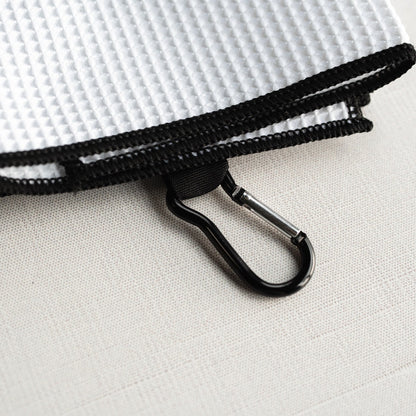Embroidered golf towel with carabiner detail - personalized golf gift
