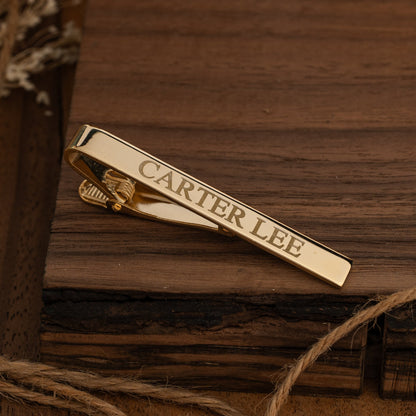 Engraved silver tie clip - best man gift