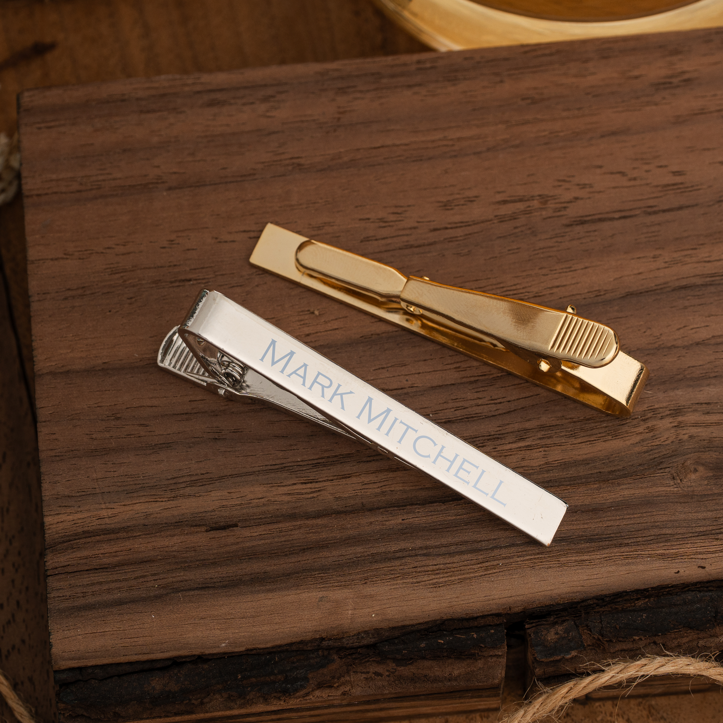 Custom tie clip with monogram detail - personalized wedding accessory
