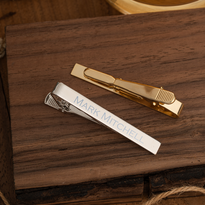 Custom tie clip with monogram detail - personalized wedding accessory