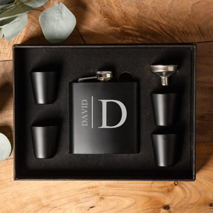 Stainless steel flask with shot glasses - bachelor party gift