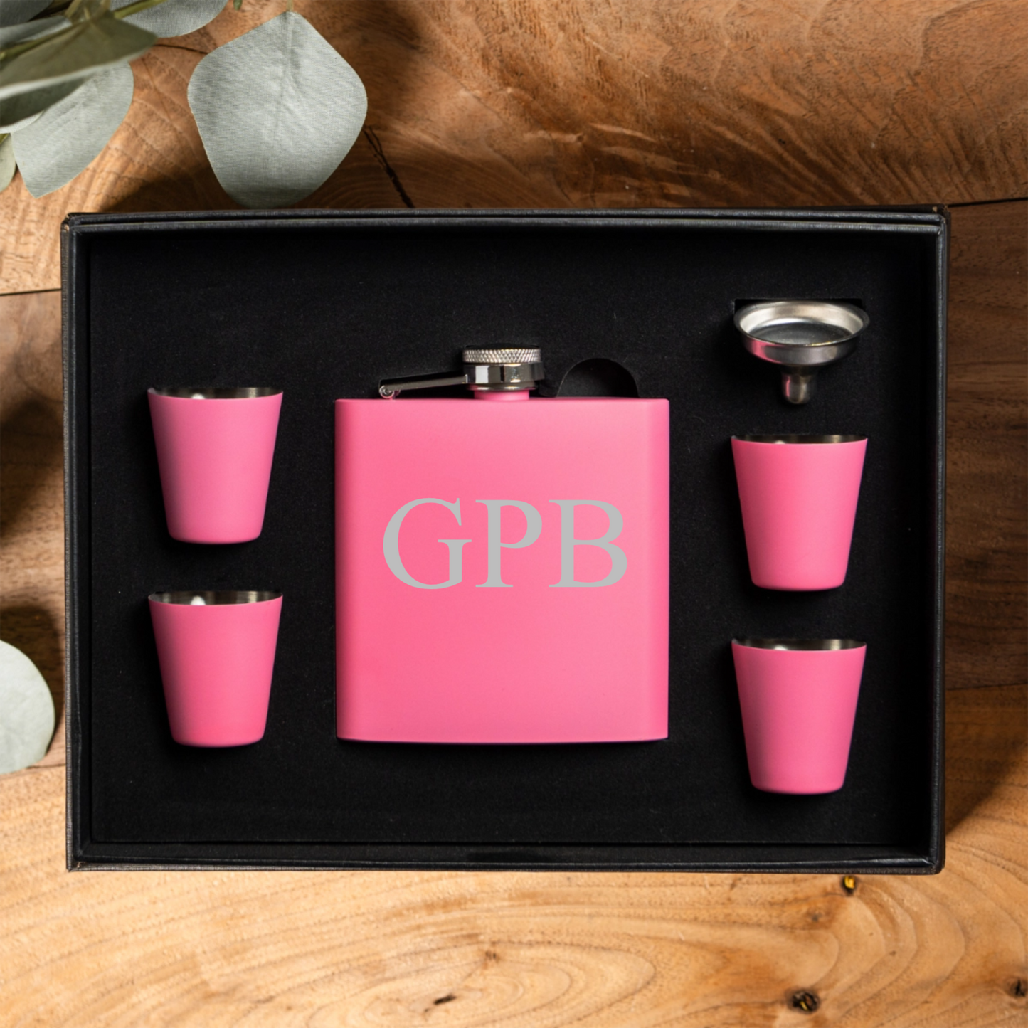 Custom flask and shot glass detail - personalized gift for him