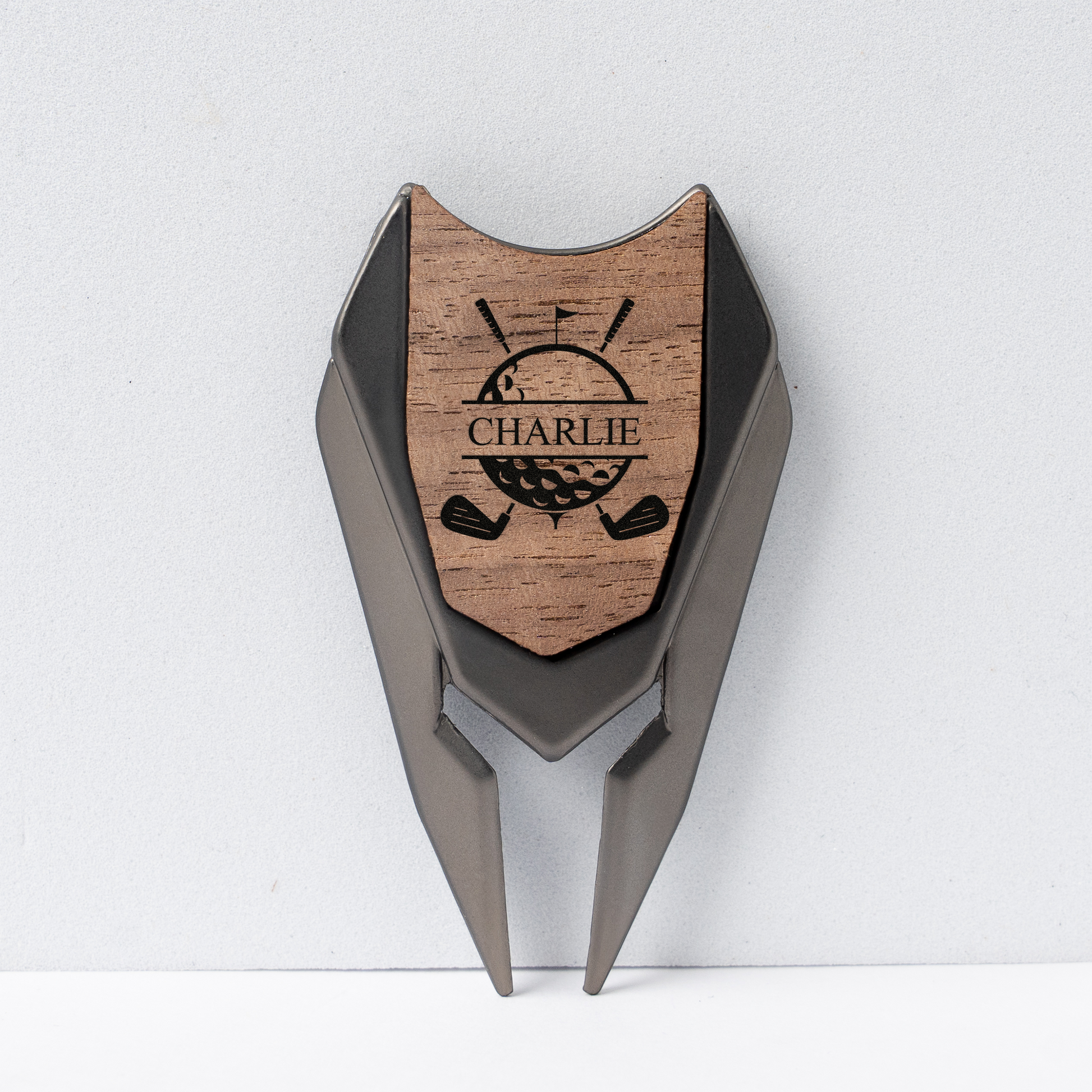 Wood finish golf divot tool engraved Father's Day gift
