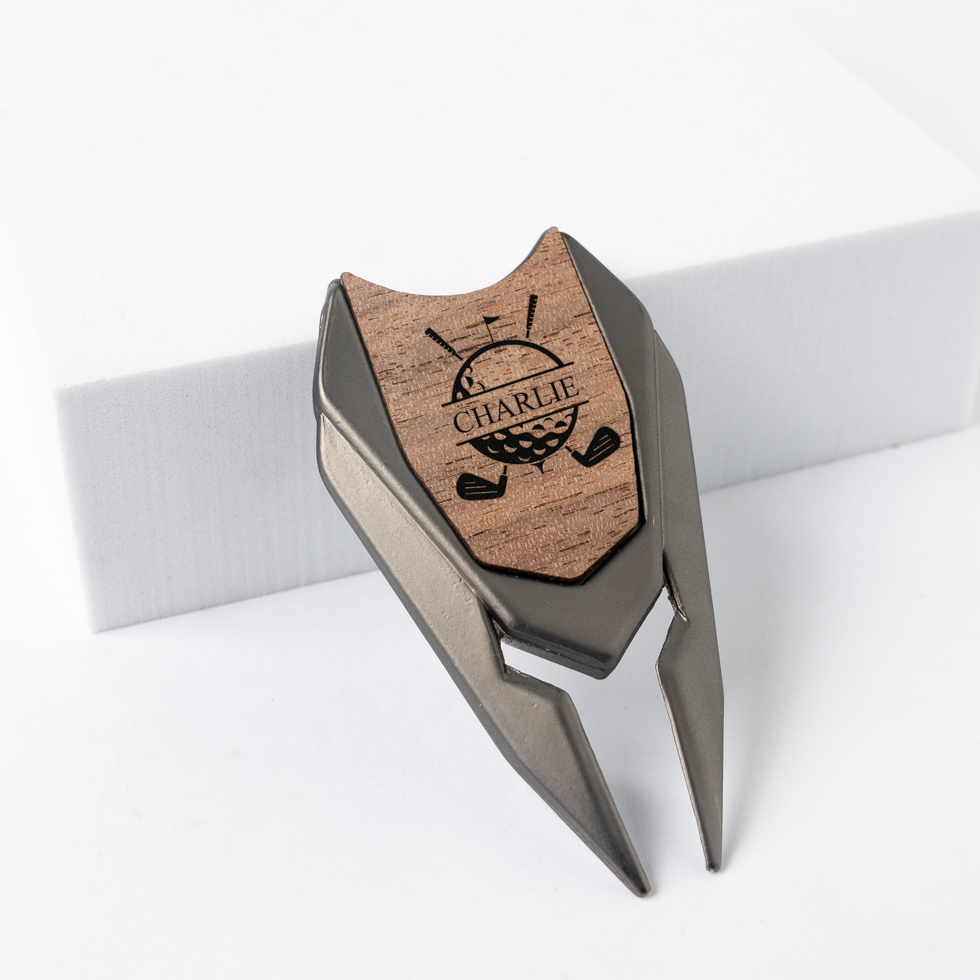 Black golf divot tool with ball marker groomsmen gift
