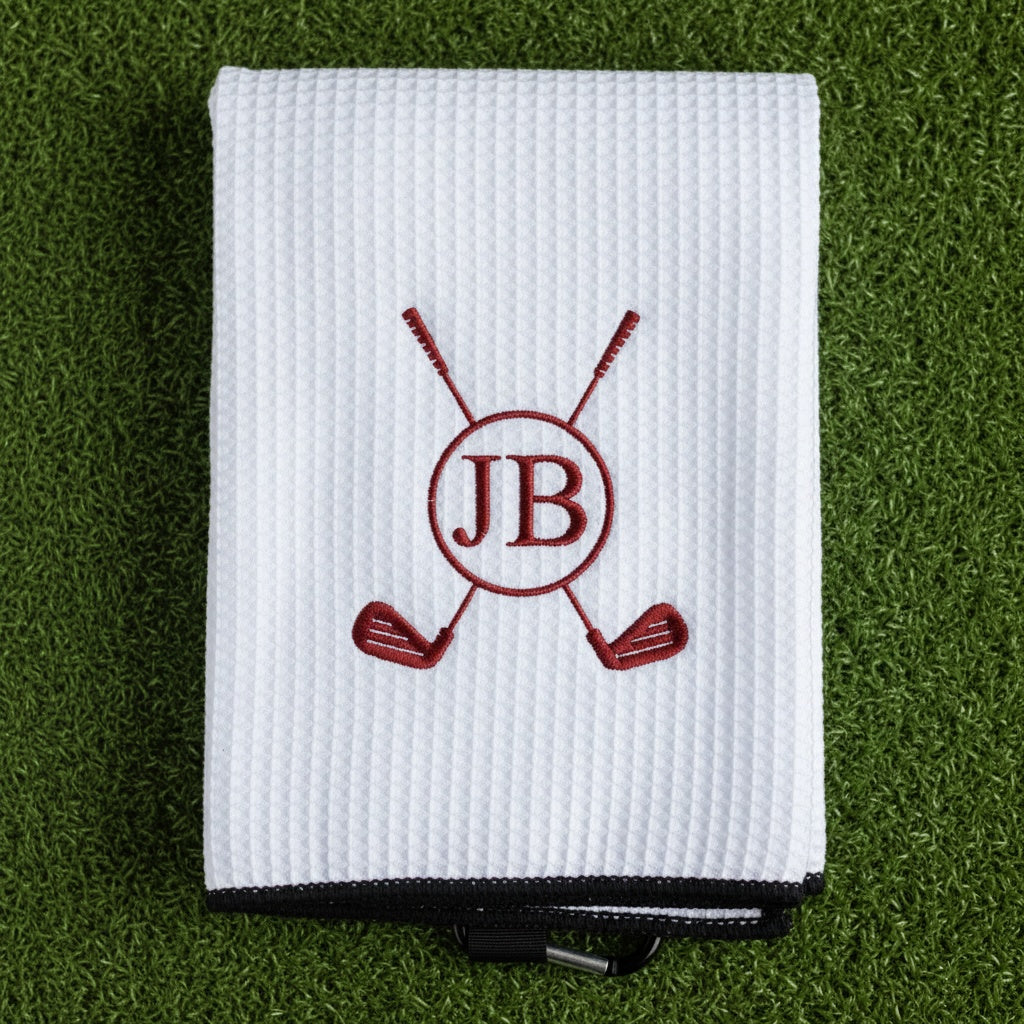 Black golf towel with carabiner - groomsman proposal gift