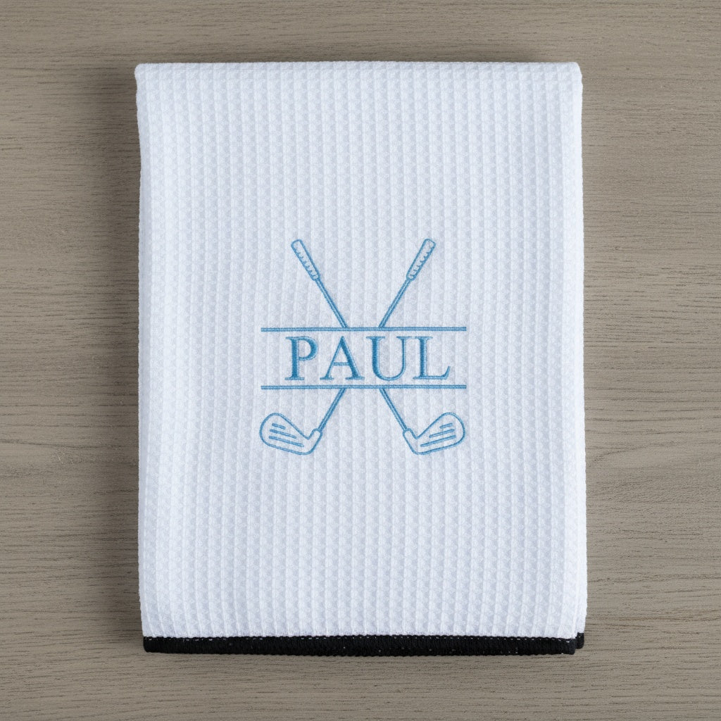 Golf towel attached to bag - golfer gift for him