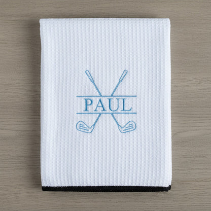 Golf towel attached to bag - golfer gift for him