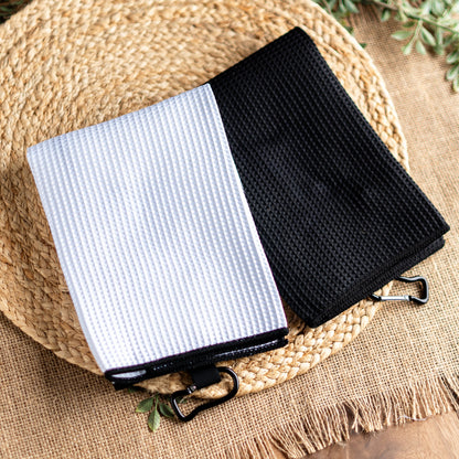Personalized golf towel design options - golf tournament gift