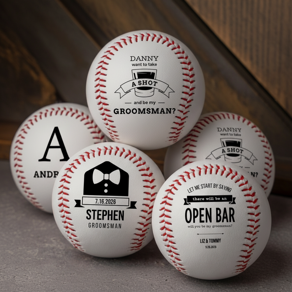 Custom Groomsmen Proposal Baseballs - personalized groomsmen gift