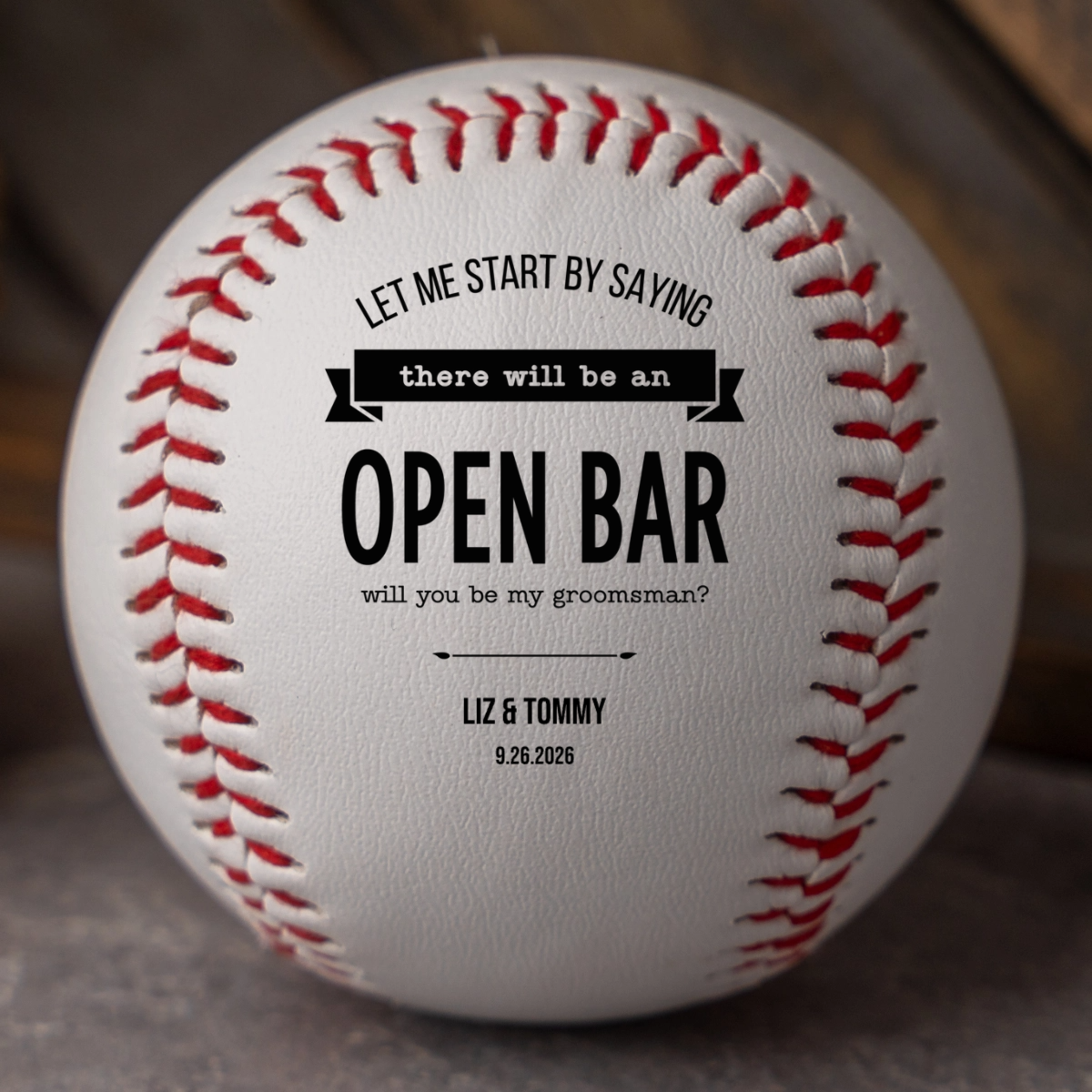Engraved Will you be my groomsman baseball best man proposal