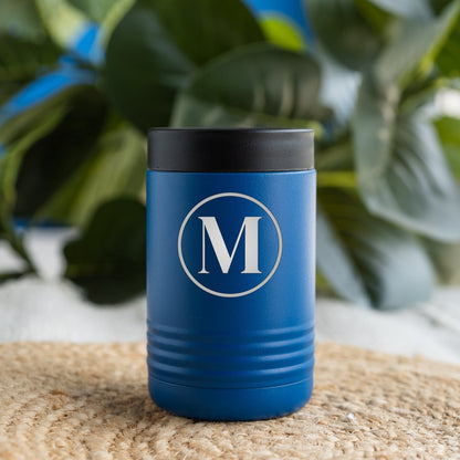 Personalized stainless steel can cooler engraved design groomsmen gift view 1