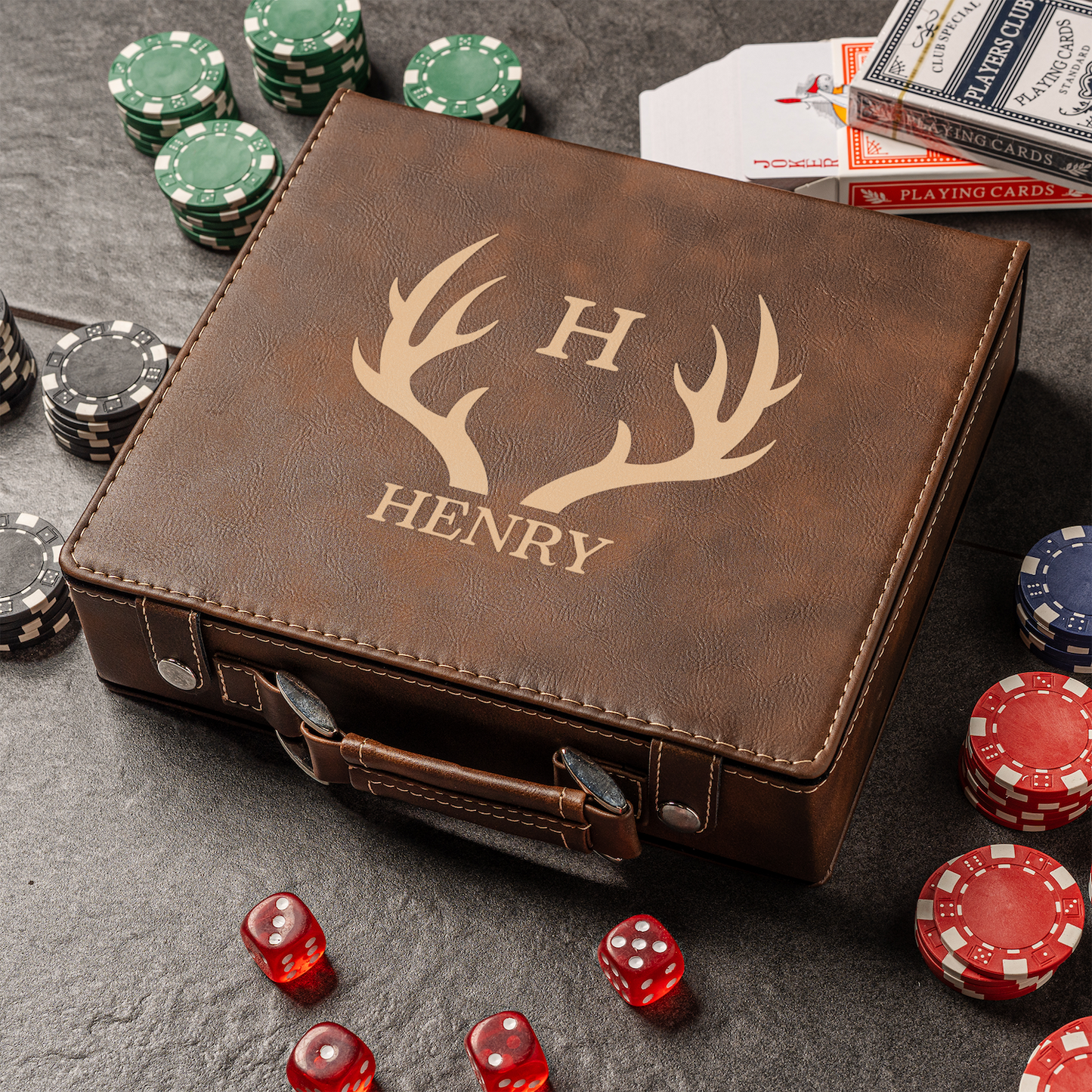 Custom rustic poker set lifestyle groomsmen poker night gift