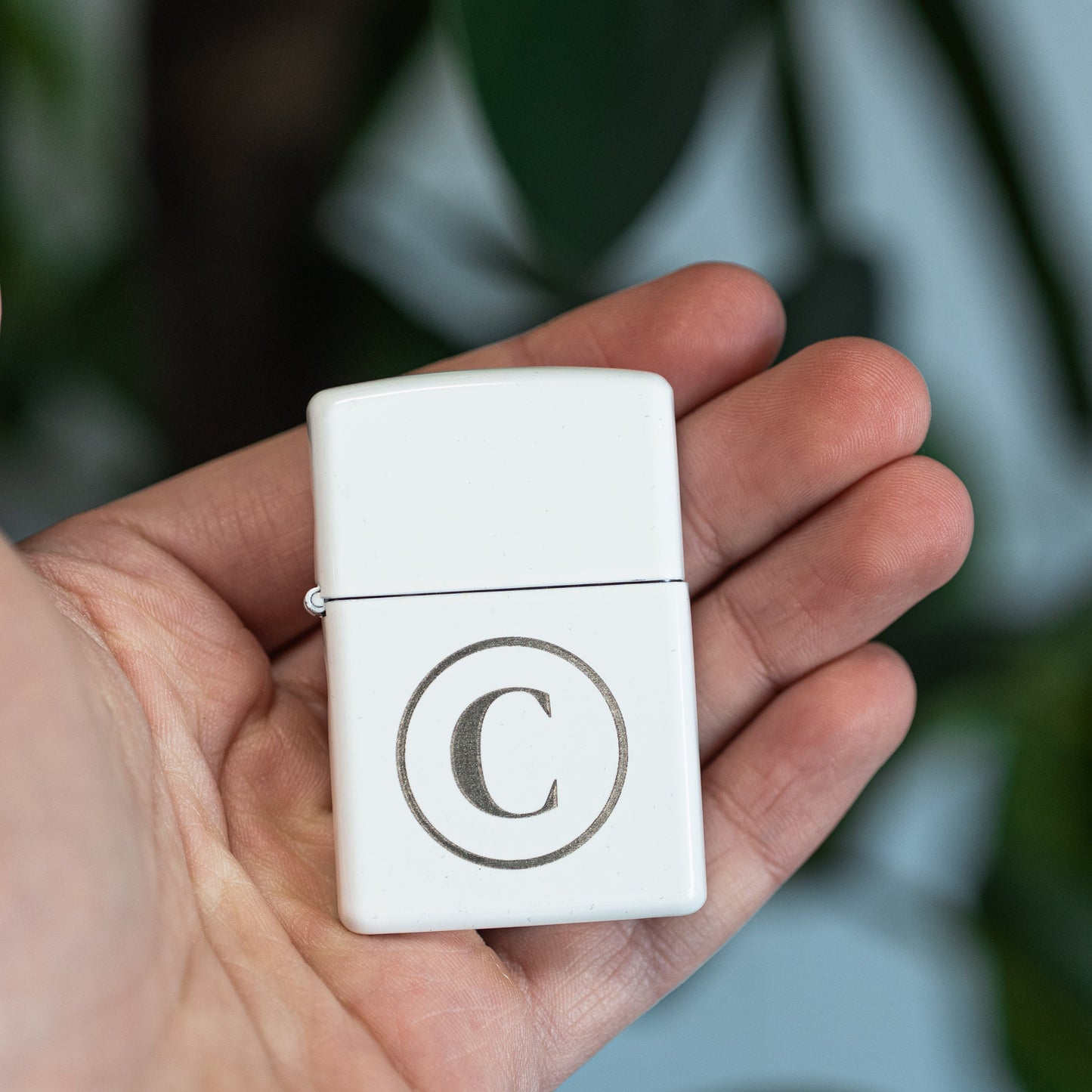 Engraved white lighter monogram groomsman proposal gift
