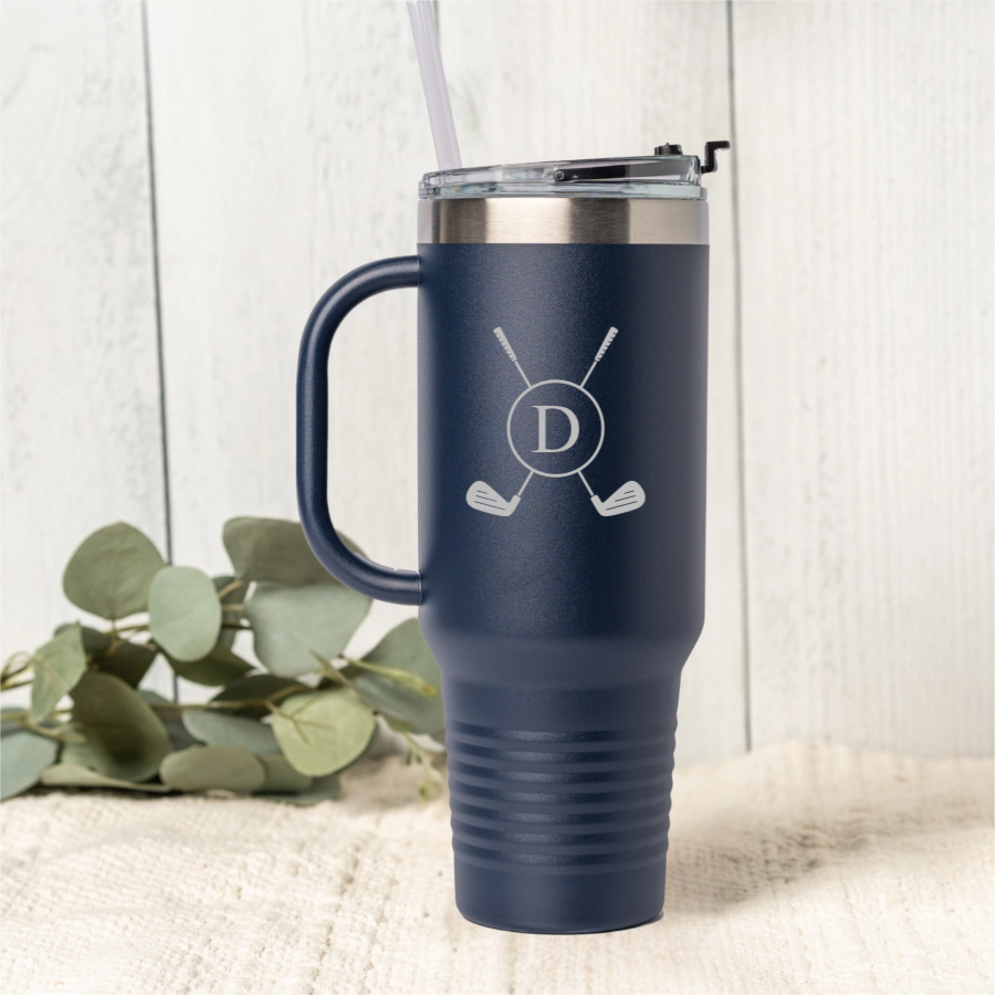 40oz golf tumbler in Light Blue - personalized gift for golfer