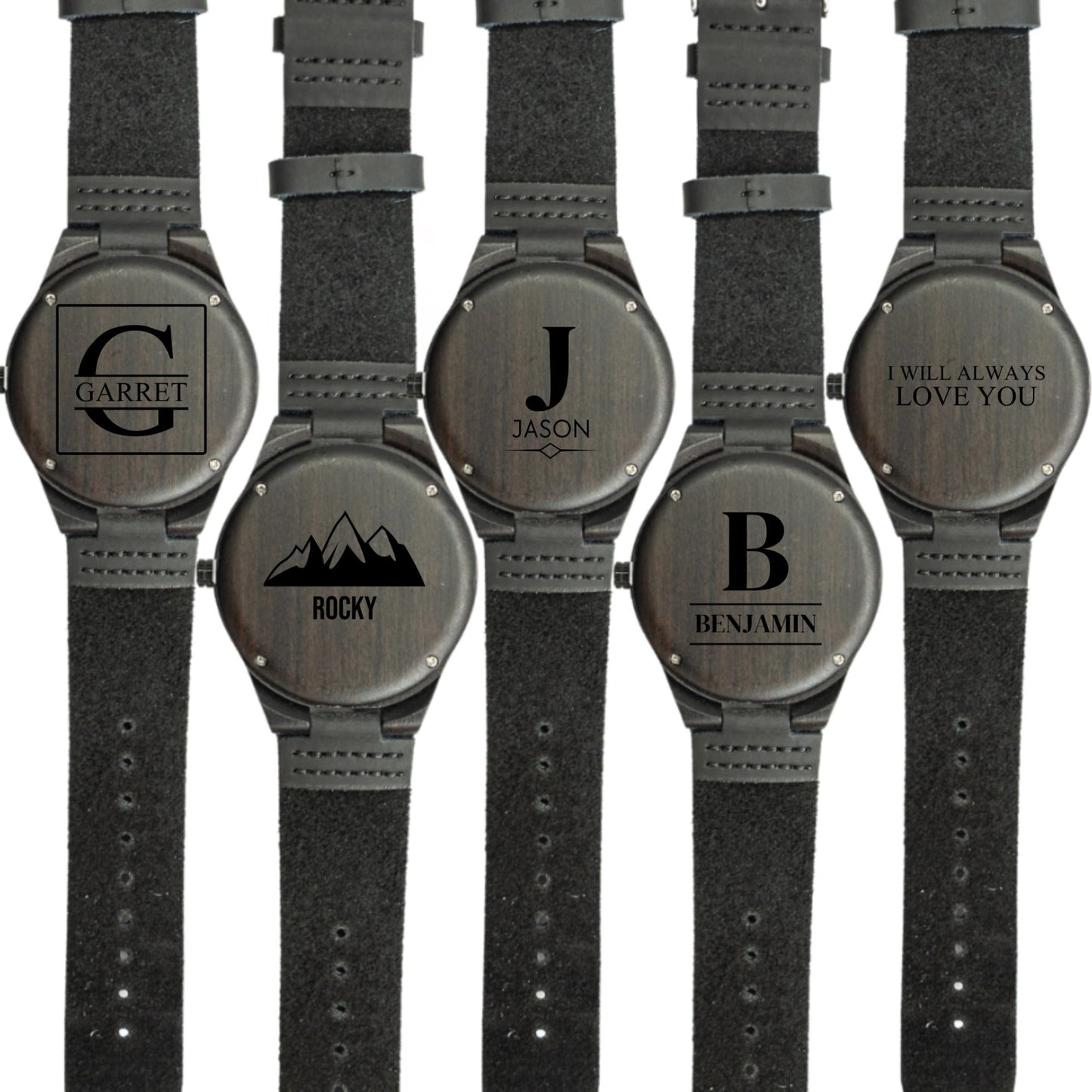 Engraved wood watch back case - groomsman proposal gift