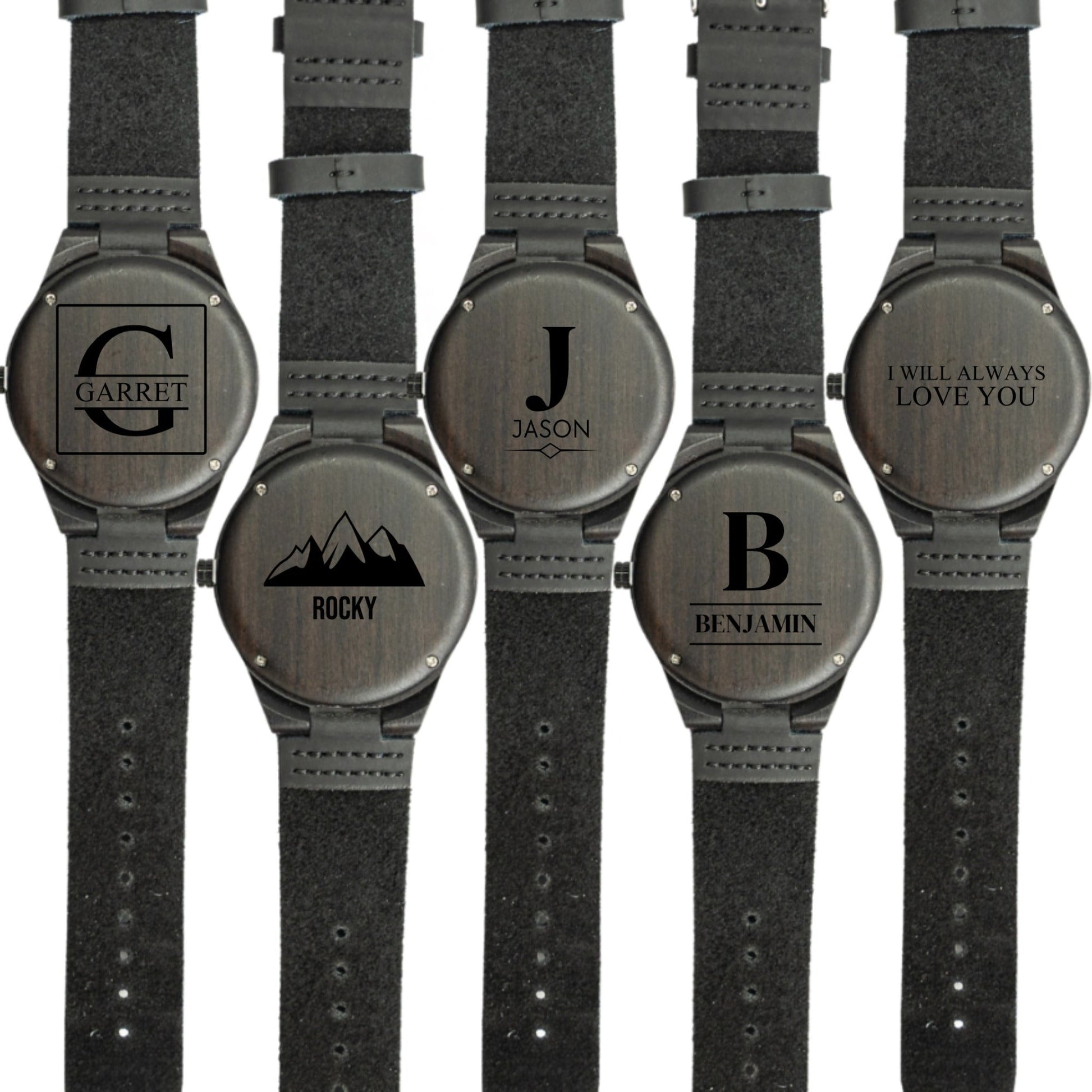 Engraved wood watch back case - groomsman proposal gift