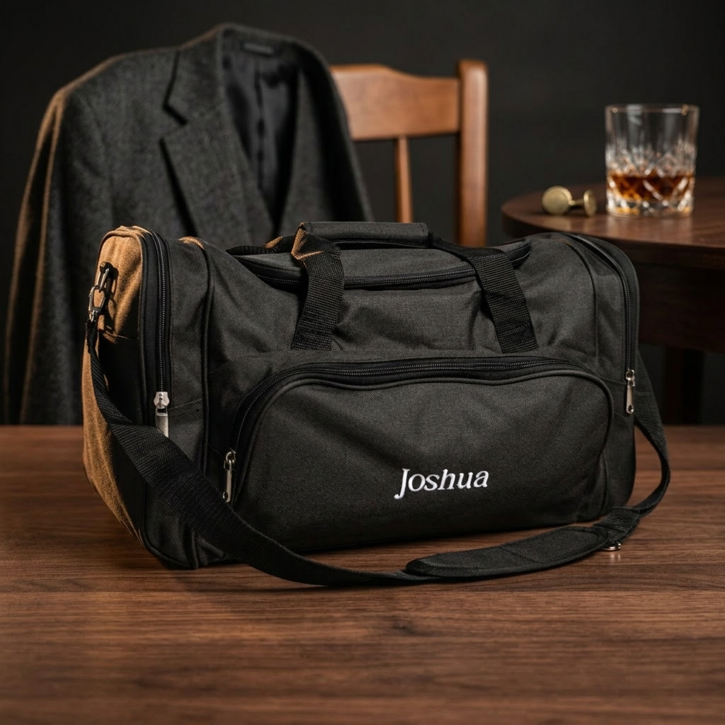Personalized Embroidered Black Duffle Bag - groomsmen proposal gift