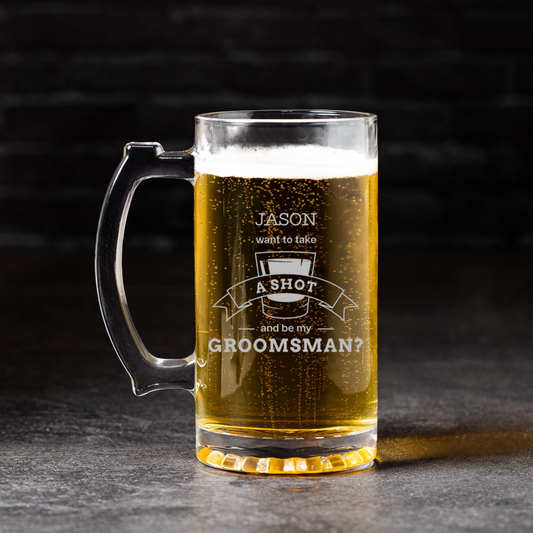 Engraved 25oz Groomsmen Proposal Beer Mug - personalized groomsmen gift