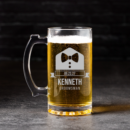 Engraved 25oz Groomsmen Proposal Beer Mug