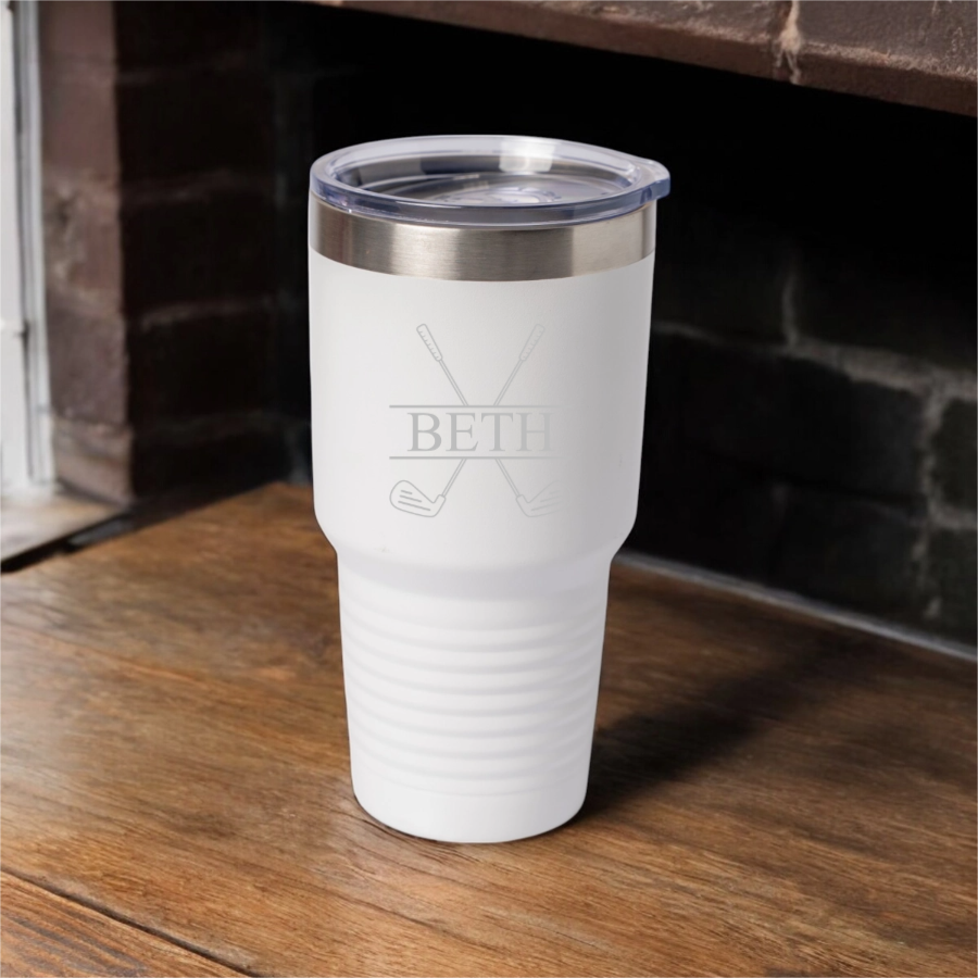 30oz golf tumbler in Blue - personalized golf gift for dad
