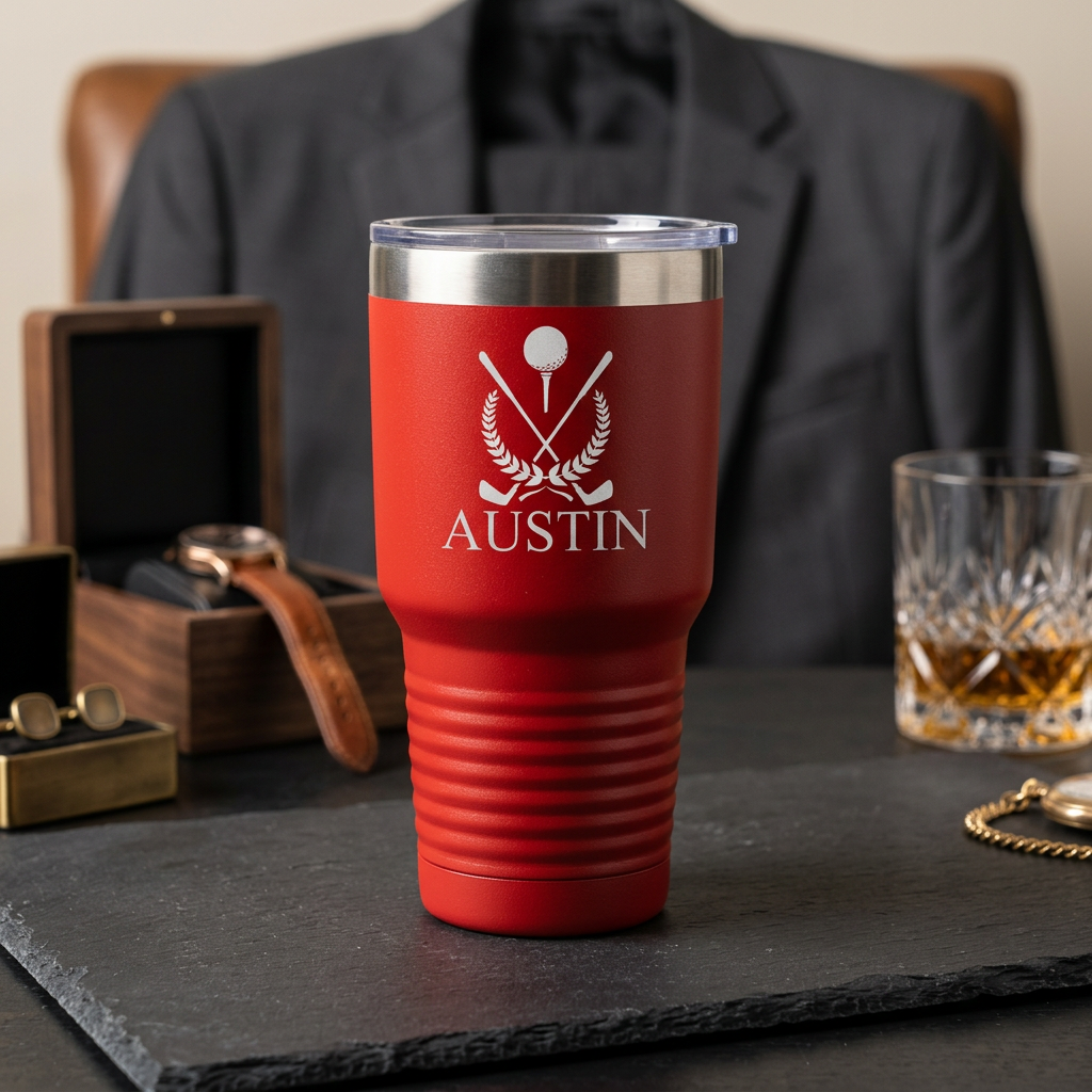Personalized 30oz Golf Tumbler with Silver Lip - tournament gift