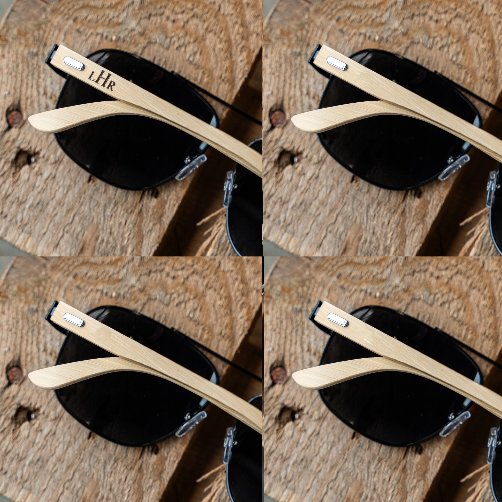 Custom aviator sunglasses bamboo arms best man wedding favor