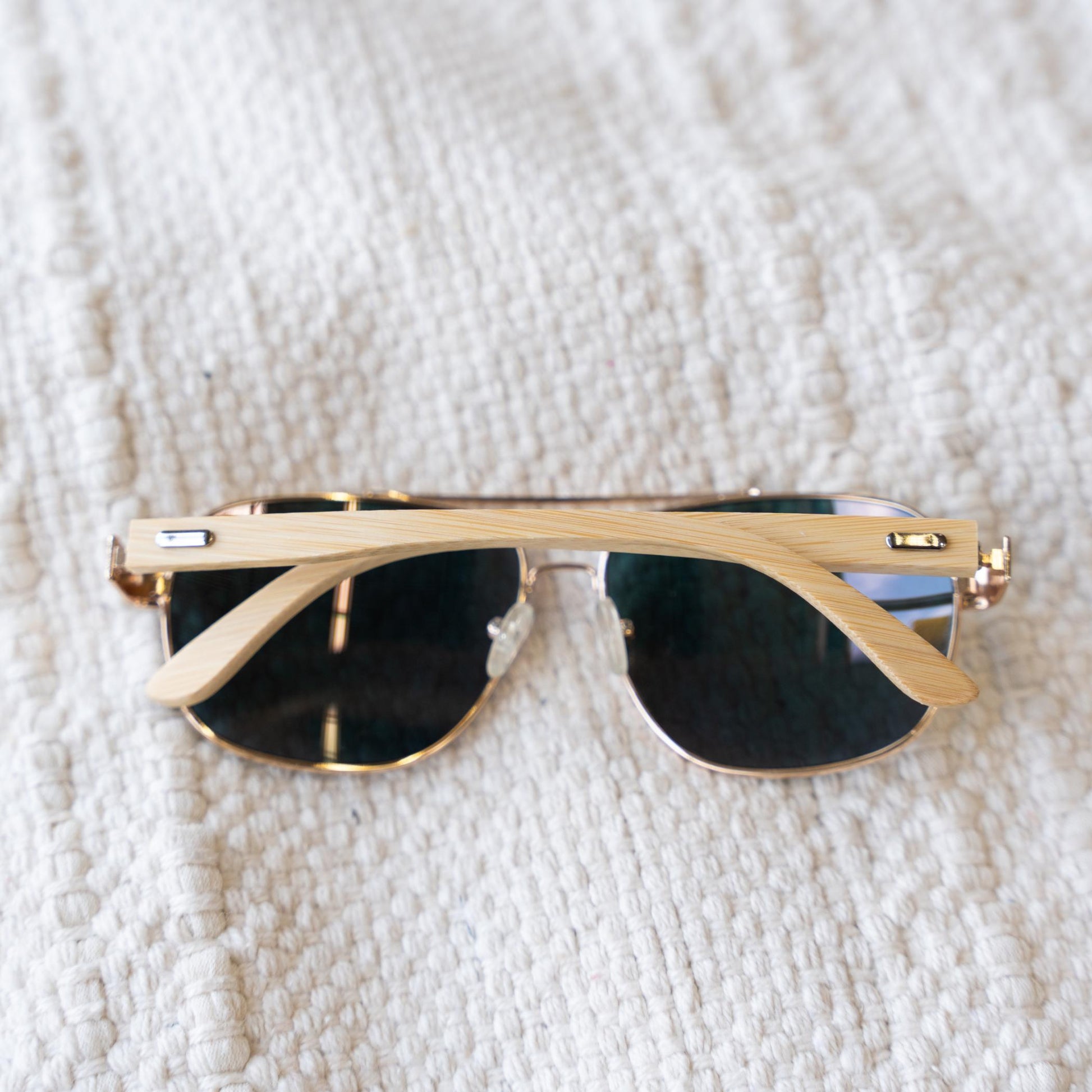 Bamboo arm aviator sunglasses groomsman proposal gift