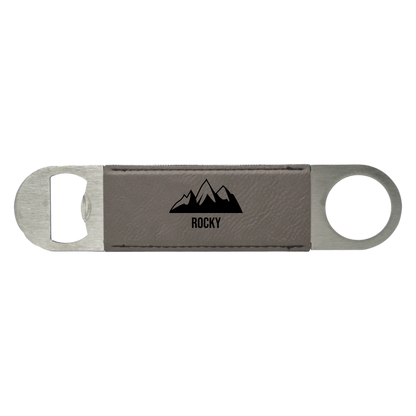 Dark brown leatherette bar blade engraved best man gift