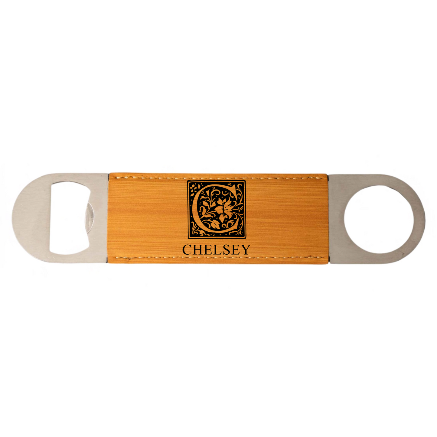 Teal engraved bar blade bottle opener Father's Day gift