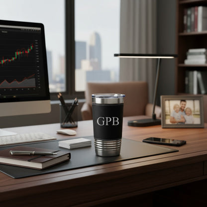 Engraved Black & Rustic Stainless Leather Wrapped Tumblers