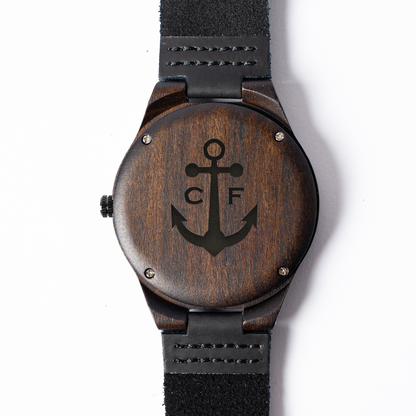 Engraved Dark Brown Wood Watch - Reserve Collection