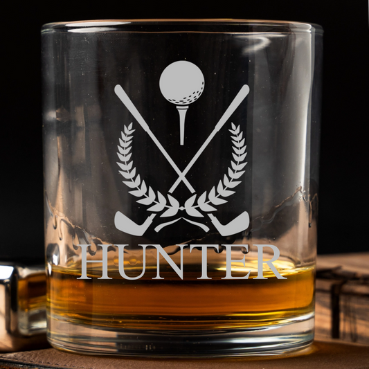 Engraved Golf Lowball Whiskey Glass