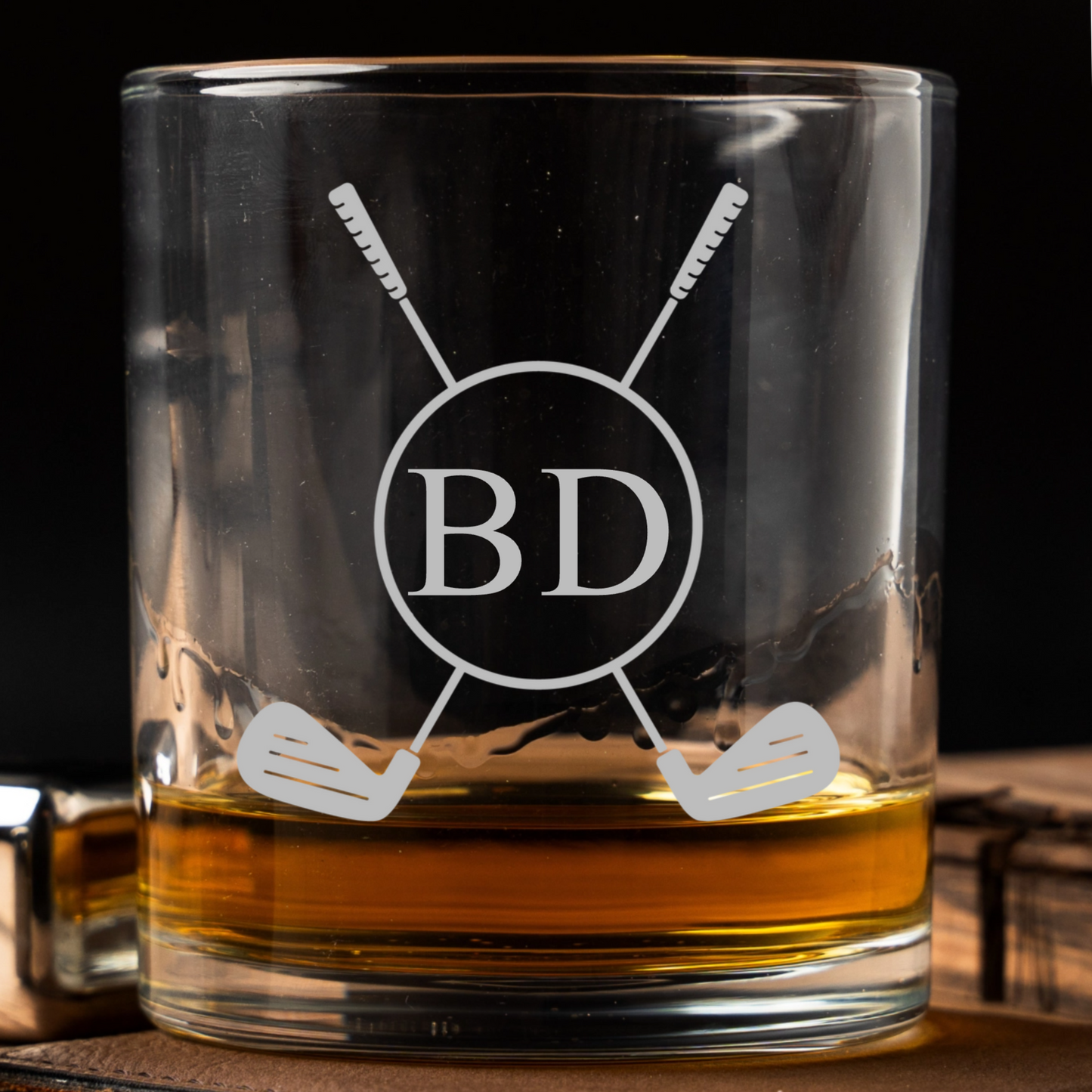 Engraved golf whiskey glass birthday gift for him