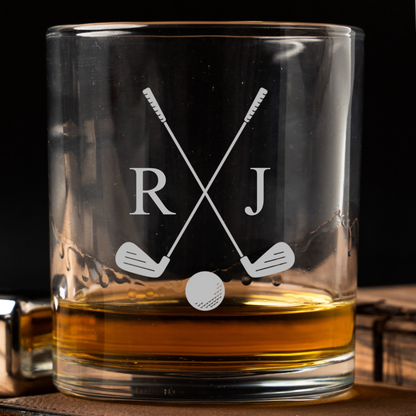 Custom golf lowball glass stocking stuffer for him