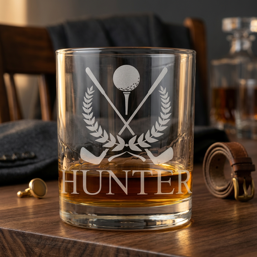 Engraved Golf Lowball Whiskey Glass