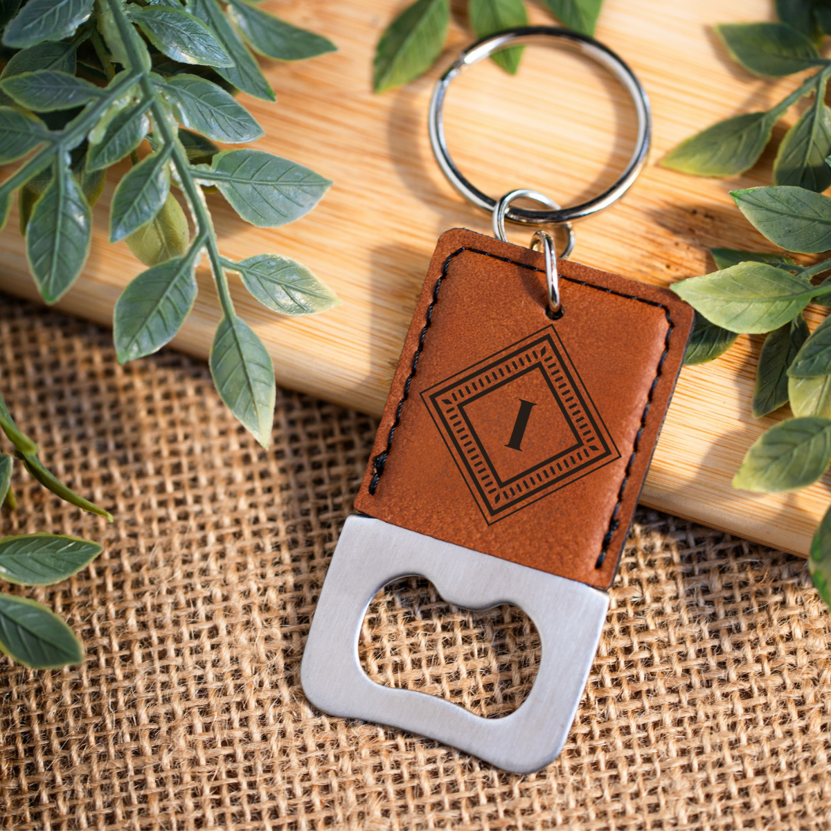 Custom leather keychain bottle opener, bachelor party favor