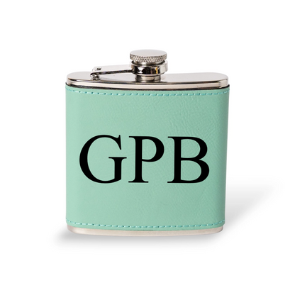 Engraved Leather Wrapped Stainless Steel Flasks