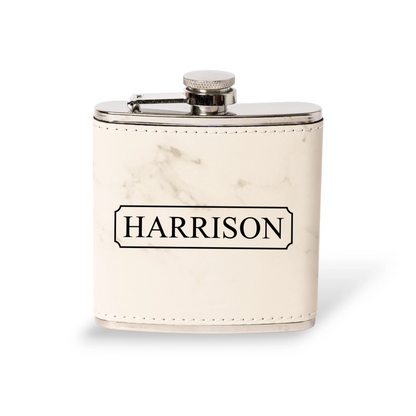 Engraved Leather Wrapped Stainless Steel Flasks