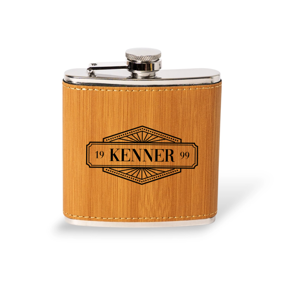 Engraved Leather Wrapped Stainless Steel Flasks - Reserve Collection
