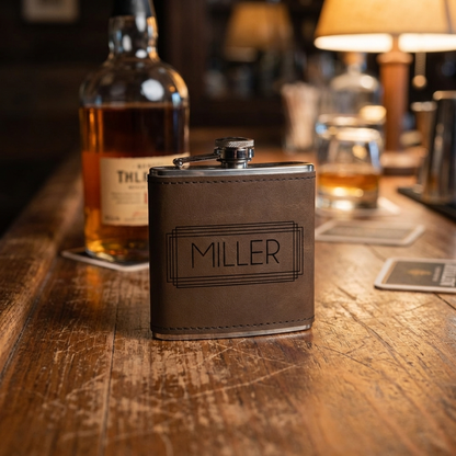 Personalized Leather Wrapped Stainless Steel Flasks - Signature Designs - 2/20/2026