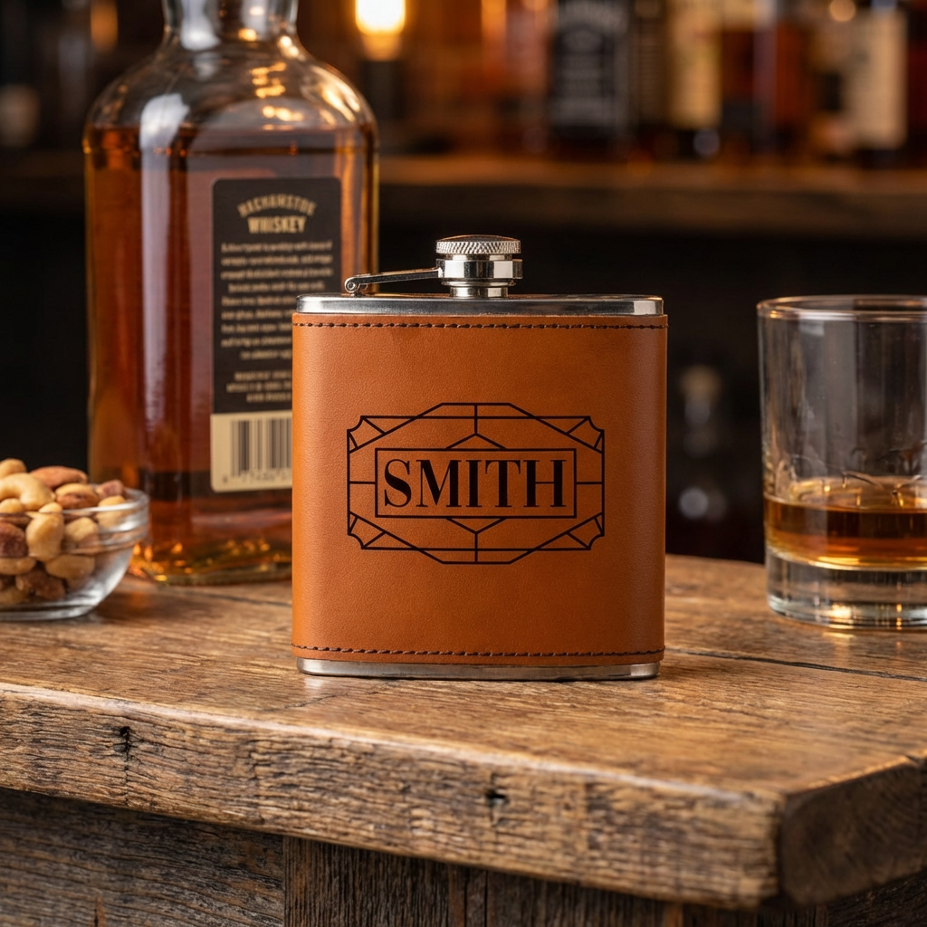 Personalized Leather Wrapped Stainless Steel Flasks - Signature Designs - 2/20/2026