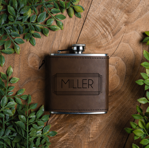 Engraved Leather Wrapped Stainless Steel Flasks - Reserve Collection