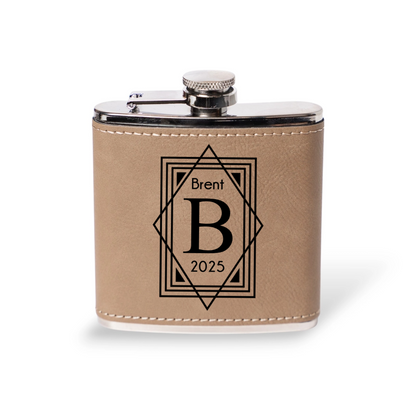 Engraved Leather Wrapped Stainless Steel Flasks - Reserve Collection